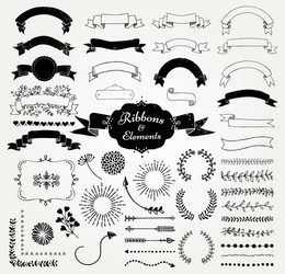 Big set of decorative hand drawn design Royalty Free Vector
