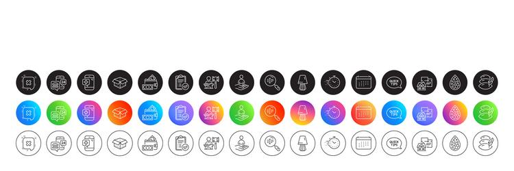 calendar timer and search text line icons vector image