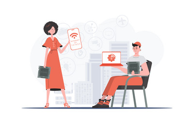 iot and automation concept internet of things vector image
