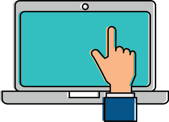 laptop computer with hand user vector image