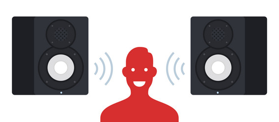 man is listening to music from speakers vector