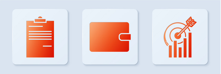 set wallet document and target with graph chart vector image