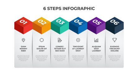6 list steps column layout table diagram vector image