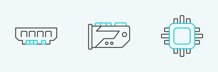 set line processor with cpu ram random access vector image
