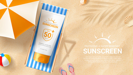 Sunscreen ad poster template Royalty Free Vector Image