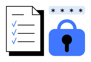 checklist with secured lock and password symbol vector image