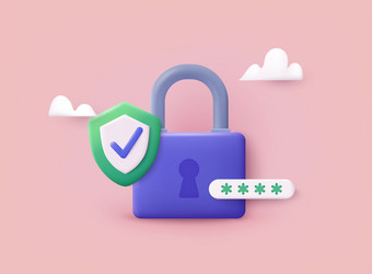 lock with shield and check mark data protection vector