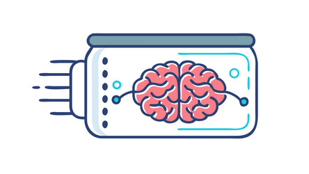 neural network brain connected to digital circuit vector image