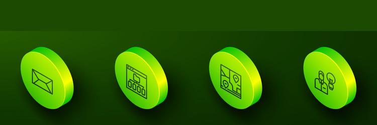 set isometric line envelope browser files folded vector image