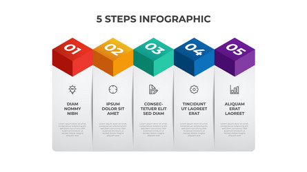 5 list steps column layout table diagram vector