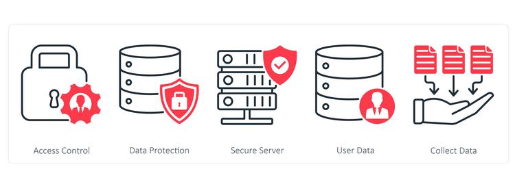 a set of 5 gdpr icons as access control data vector image
