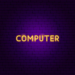 Computer neon text vector