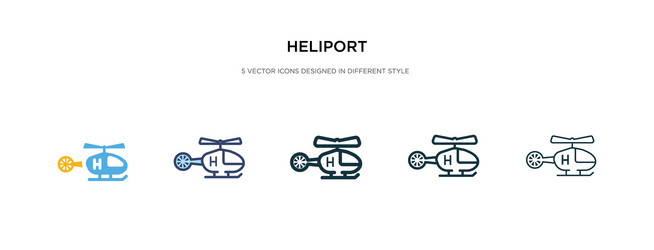 heliport icon in different style two colored vector