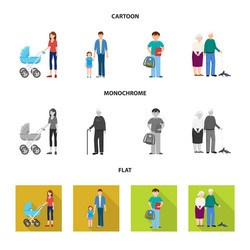 isolated object of character and avatar icon set vector image