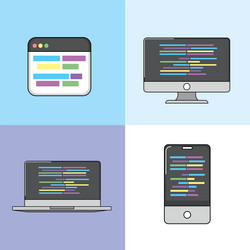 set software code data pragramming vector image