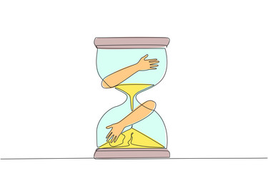 continuous one line drawing of hands hugging vector image