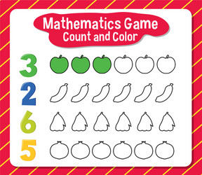 mathematics game count and color worksheet vector image