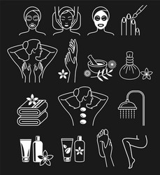 Spa & Wellness Icons - Skin Care & Massage Vector Image