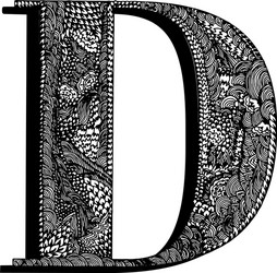 Capital letter d hand drawn english vector