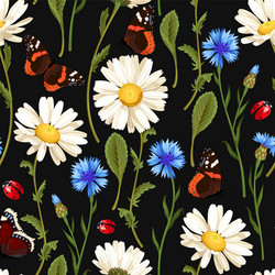 Meadow flowers and leaves seamless pattern Vector Image