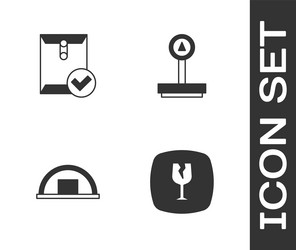 Set fragile broken glass envelope and check mark vector