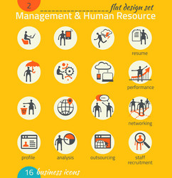 Business icon set management human resources vector