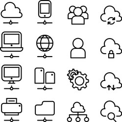 Cloud computing technology icon in thin line style vector