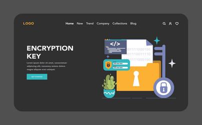 data encryption dark or night mode web landing vector image