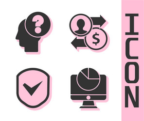 Set computer monitor with graph chart human head vector