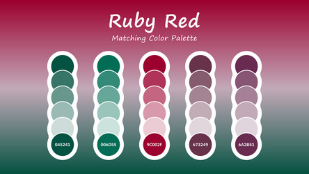 set of ruby red color palette combination in rgb vector image