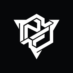 Nf logo monogram hexagon shape with triangle Vector Image