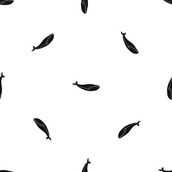 Whale pattern seamless black vector