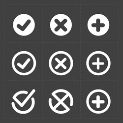 White confirm icons set vector