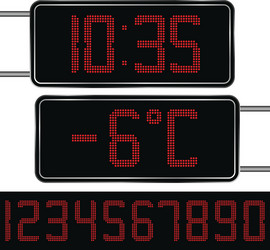digital clock and thermometer vector image