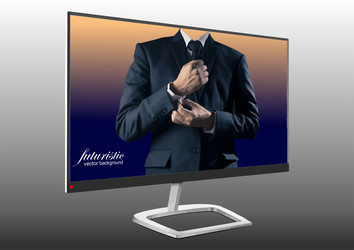 Flat computer monitor with businessman image vector