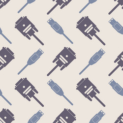 Seamless background with different power cord plug vector