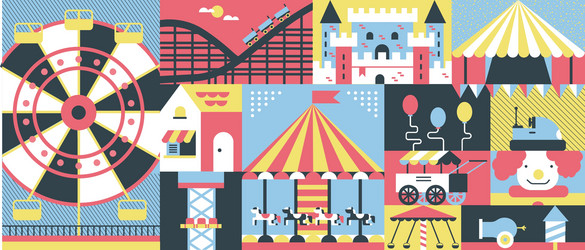 amusement park background flat vector