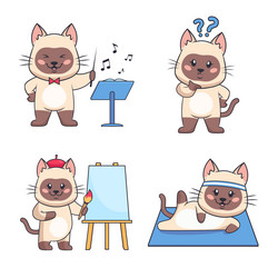 collection of cute hand-drawn cats conducting vector