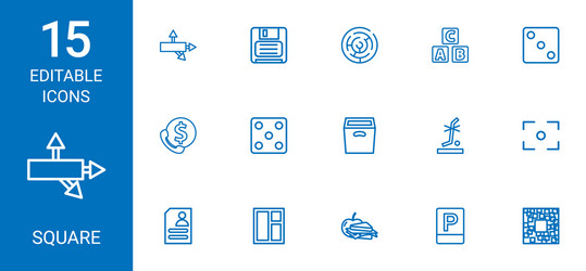 15 square icons vector