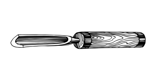 Chisel with wooden handle carpentry tool vector