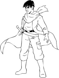 Super nurse asian male line art Royalty Free Vector Image
