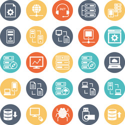 database server and location icons set every ico vector image