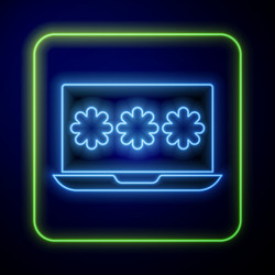 Glowing neon laptop with password notification vector