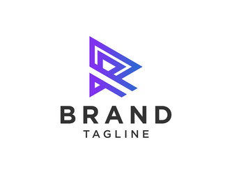 Initial letter r logo blue geometric linear Vector Image