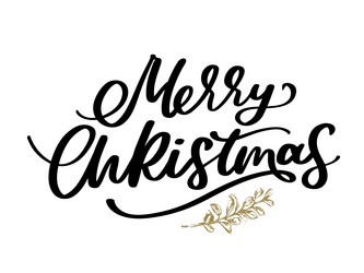 merry christmas hand lettering calligraphy Vector Image
