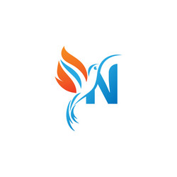 N Hummingbird Flame Logo Vector Image