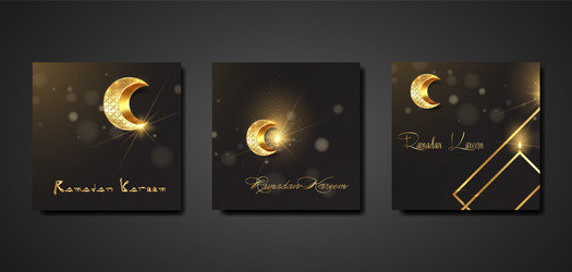 Ramadan kareem set square posters invitations vector