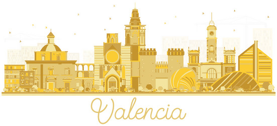 valencia spain city skyline silhouette vector