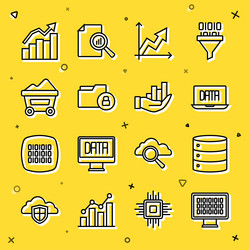 set line binary code server data analysis vector image