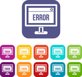 Error sign on a computer monitor icons set vector